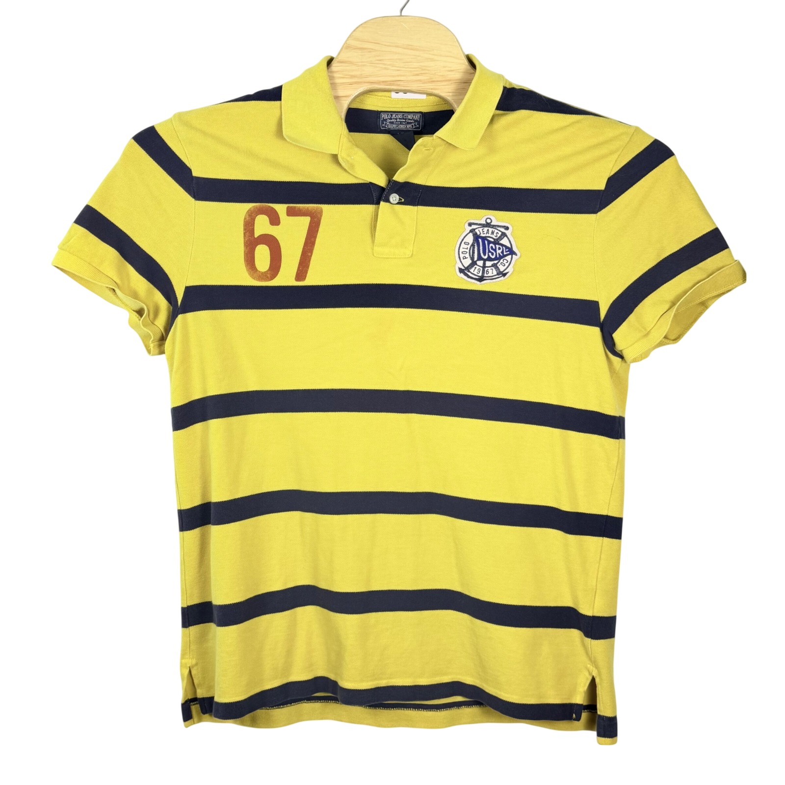 Vintage Polo Jeans Co Ralph Lauren Polo Men Large Yellow Striped Crest Patch 67